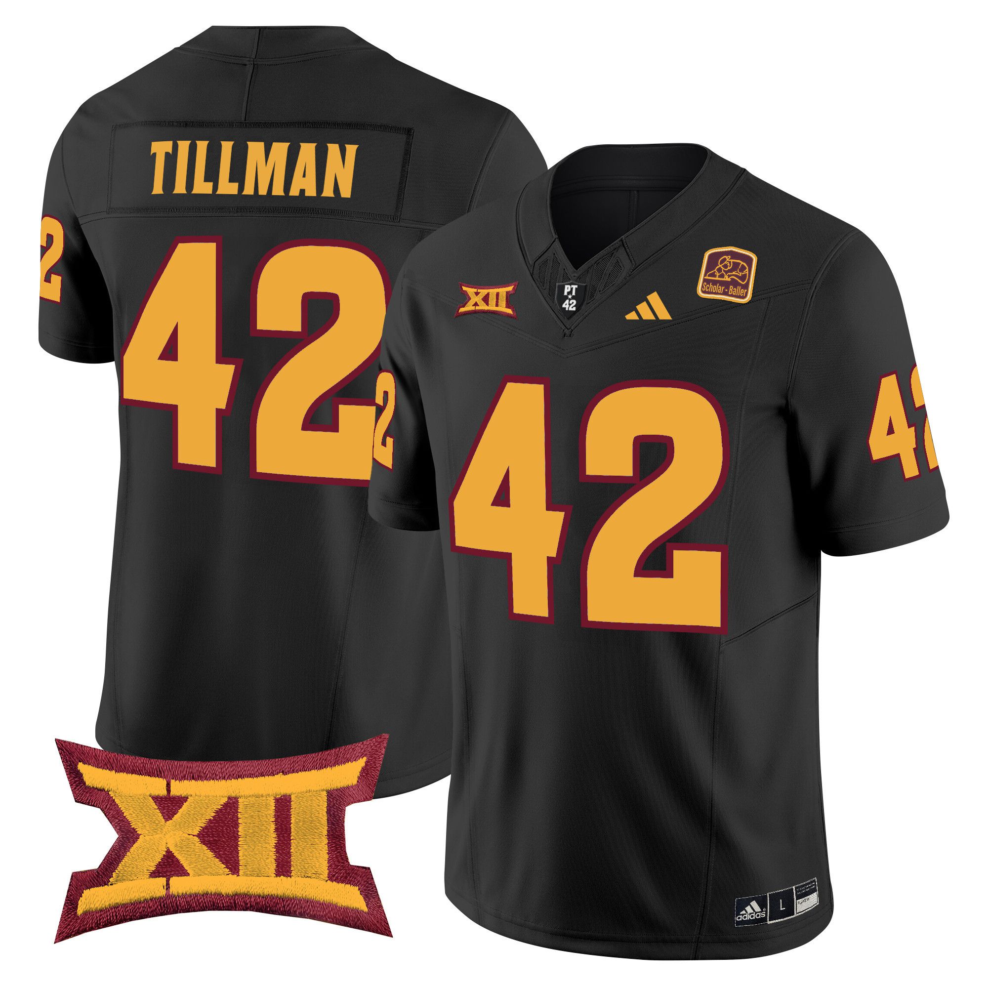 Men Arizona State Sun Devils #42 Tillman Black 2024 Vapor Limited NCAA Jersey style 1